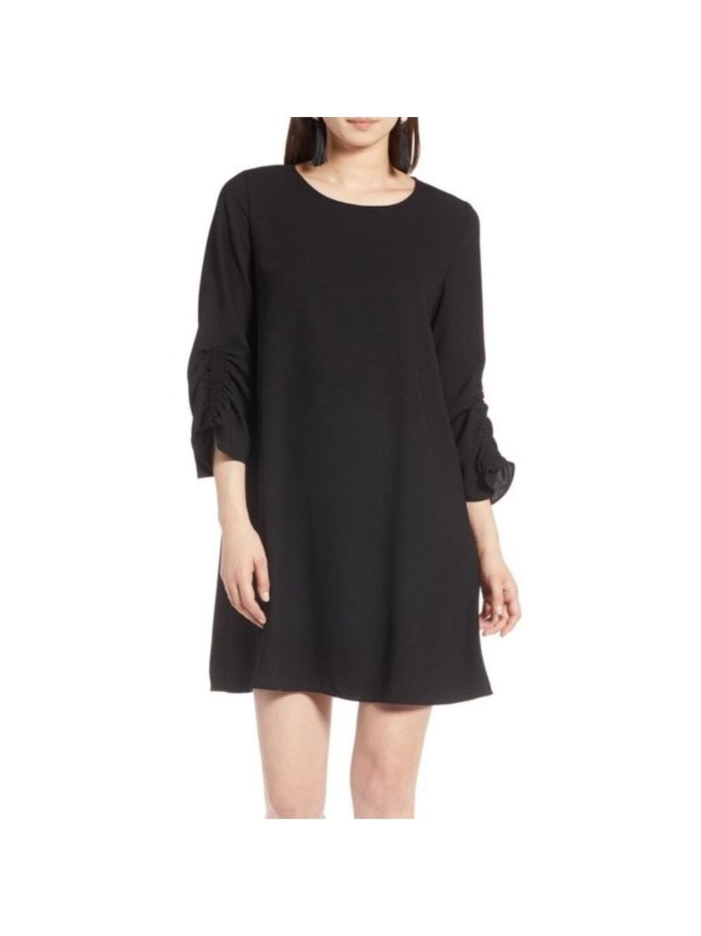 Halogen Ruched Sleeve Swing Dress